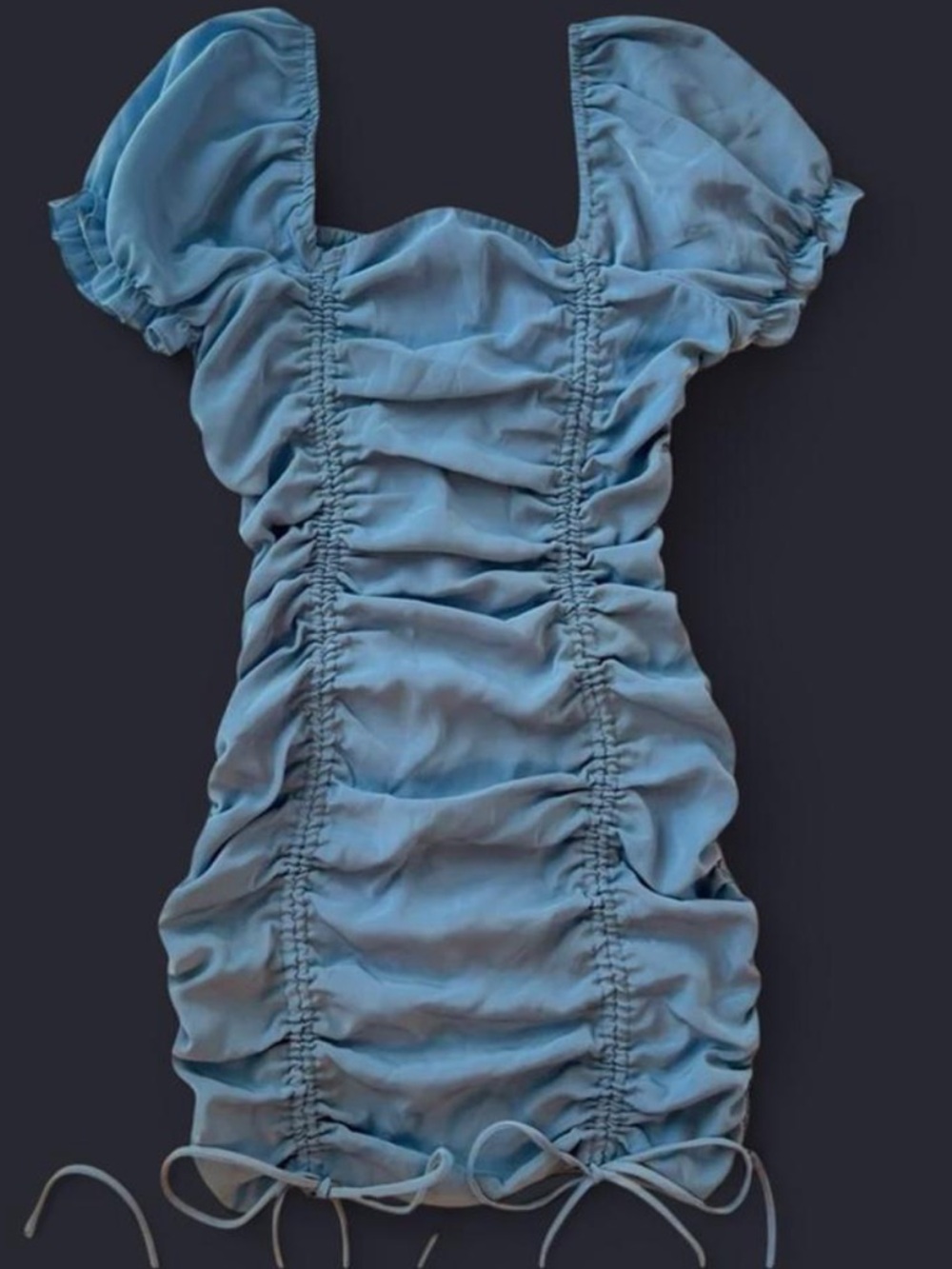 Fashion Nova Color:Light Blue Ruched Dress Size:L